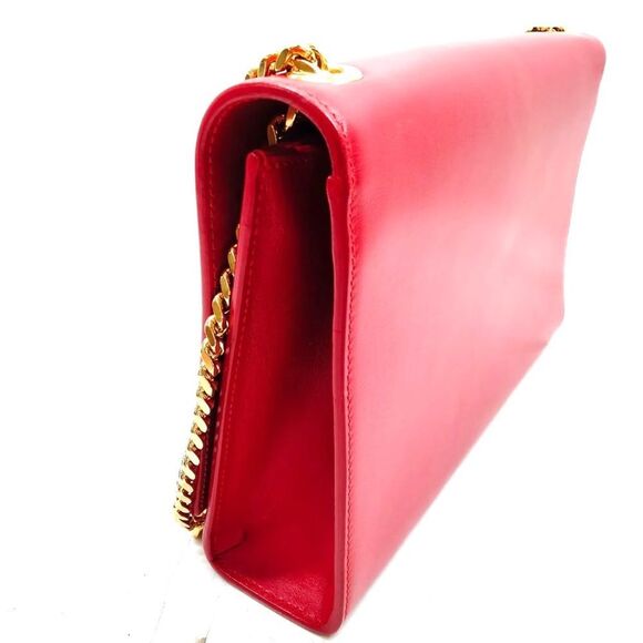 Auth Saint Laurent Red Leather Pompom Kate Clutch Pouchette Tassel Preloved Ex++ - Picture 5 of 16